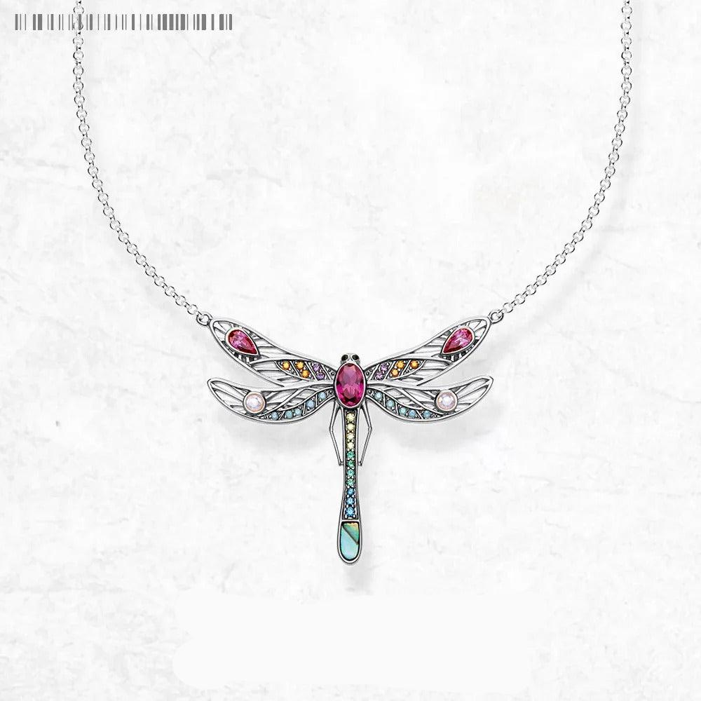 Playful Dragonfly Necklace with New Link Chain - 925 Sterling Silver Creative Fine Jewelry for Women