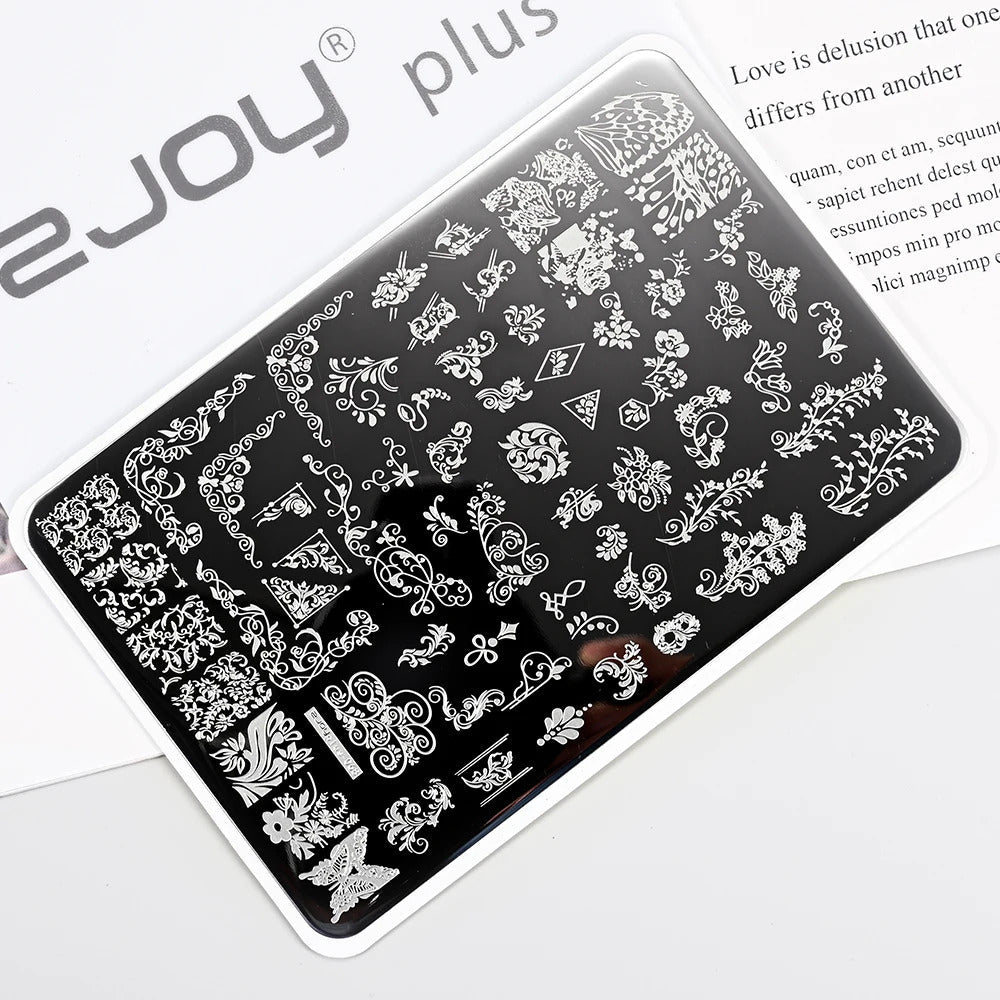 Large Geometry Nail Stamping Plates ·Animal & Line Designs, Thickened Template Mold for Nail Art Printing, Stencil Stamp Tool