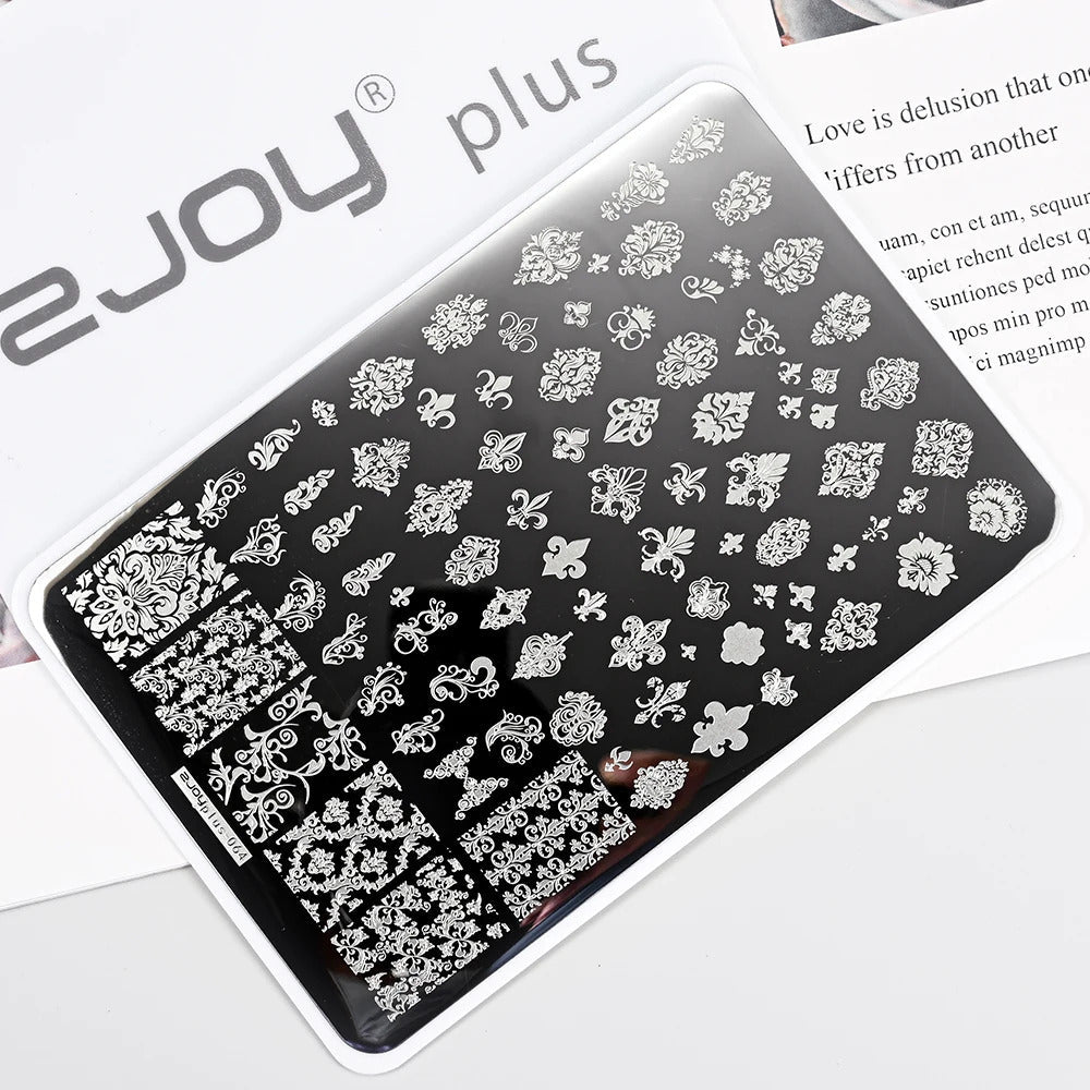 Large Geometry Nail Stamping Plates ·Animal & Line Designs, Thickened Template Mold for Nail Art Printing, Stencil Stamp Tool