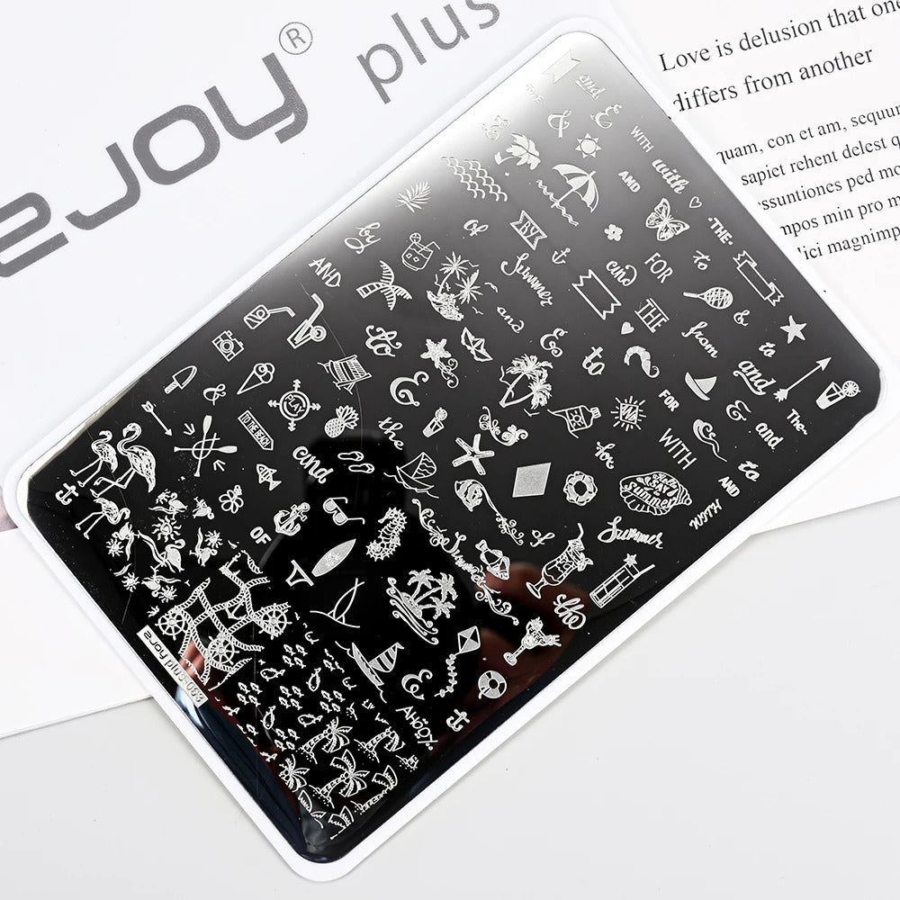 Large Geometry Nail Stamping Plates ·Animal & Line Designs, Thickened Template Mold for Nail Art Printing, Stencil Stamp Tool