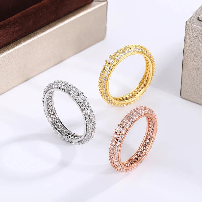 High-Quality Geometric White Zircon Ring ·925 Silver Plated in Yellow Gold & Rose Gold for Women