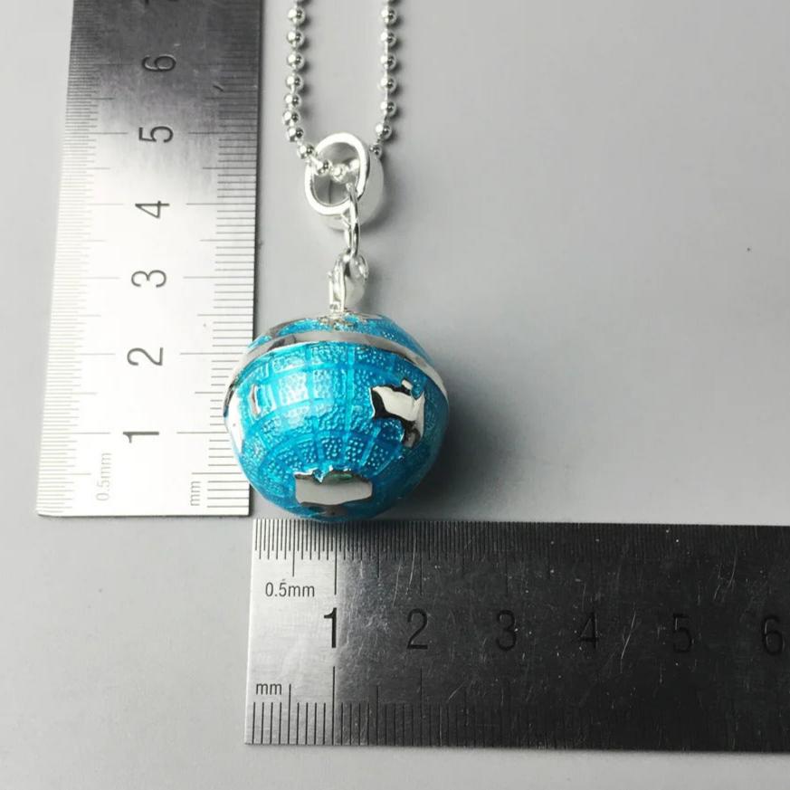 Beads Necklace Globe Pendant - 925 Sterling Silver Rope Chain Fashion Jewelry