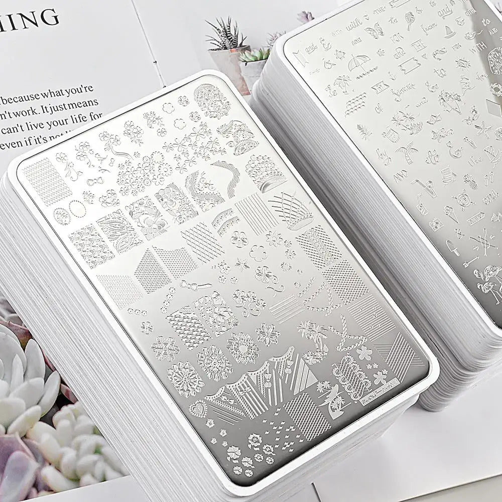 Large Geometry Nail Stamping Plates ·Animal & Line Designs, Thickened Template Mold for Nail Art Printing, Stencil Stamp Tool