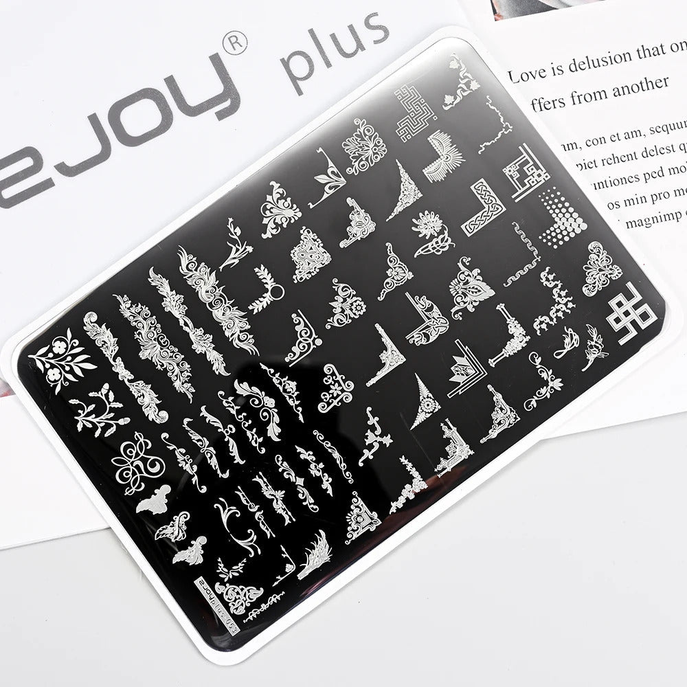 Large Geometry Nail Stamping Plates ·Animal & Line Designs, Thickened Template Mold for Nail Art Printing, Stencil Stamp Tool