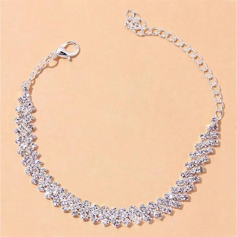 Shining Cubic Zirconia Chain Anklet for Women ·Fashion Ankle Bracelet for Sandals & Summer