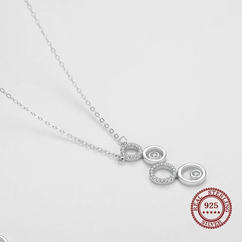 925 Sterling Silver Shining CZ Round Circular Bubble Long Pendant Necklace for Women