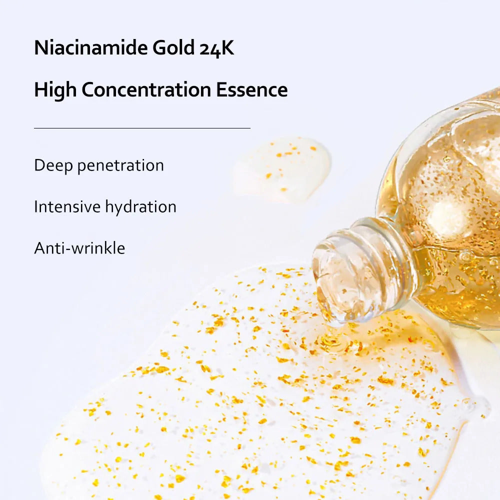 24K Gold Niacinamide Skincare Set ·Anti-Aging Face Serum, Collagen Eye Cream, Dark Circle Treatment, and Skin Care Kit