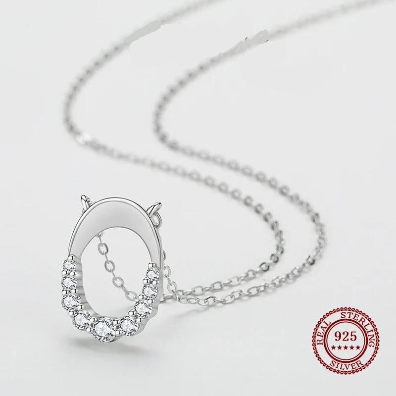 New Arrival Letter O 925 Sterling Silver Geometric Oval Pendant Necklace for Women