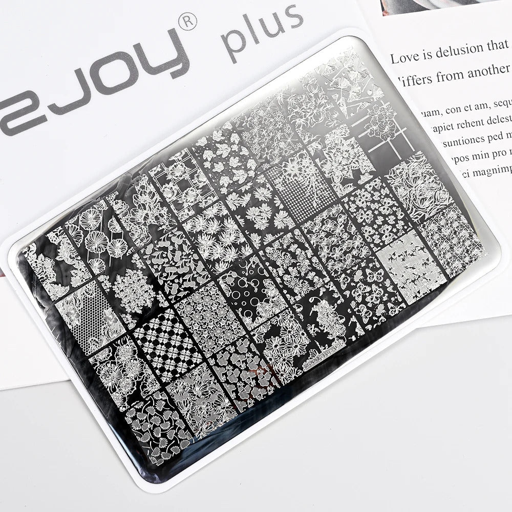 Large Geometry Nail Stamping Plates ·Animal & Line Designs, Thickened Template Mold for Nail Art Printing, Stencil Stamp Tool