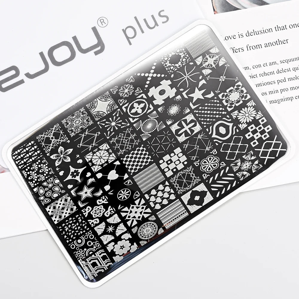 Large Geometry Nail Stamping Plates ·Animal & Line Designs, Thickened Template Mold for Nail Art Printing, Stencil Stamp Tool