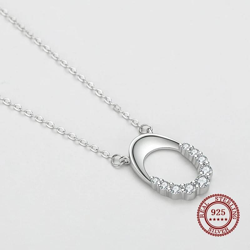 New Arrival Letter O 925 Sterling Silver Geometric Oval Pendant Necklace for Women