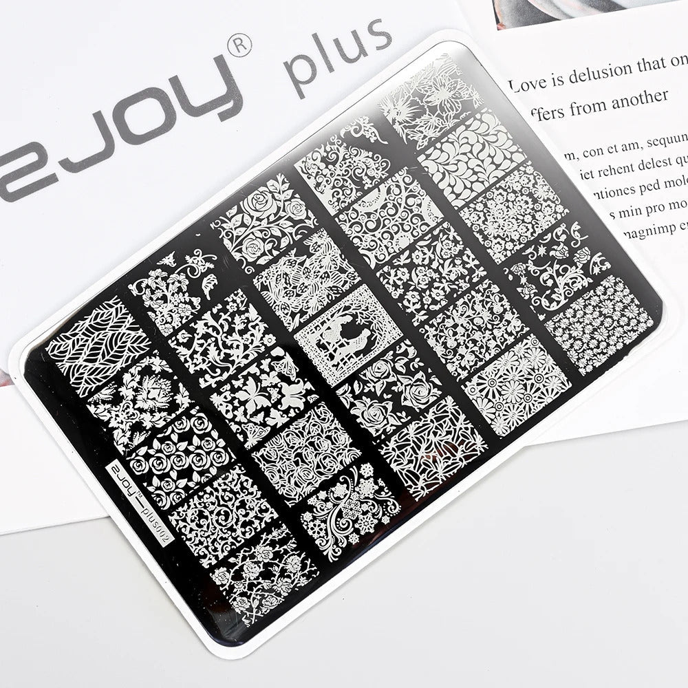 Large Geometry Nail Stamping Plates ·Animal & Line Designs, Thickened Template Mold for Nail Art Printing, Stencil Stamp Tool