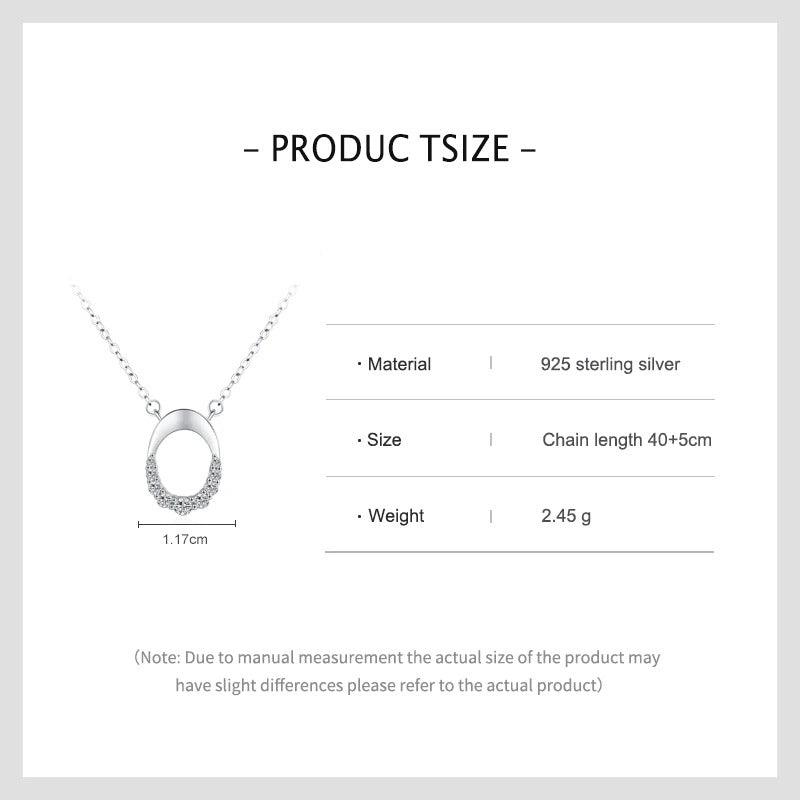 New Arrival Letter O 925 Sterling Silver Geometric Oval Pendant Necklace for Women