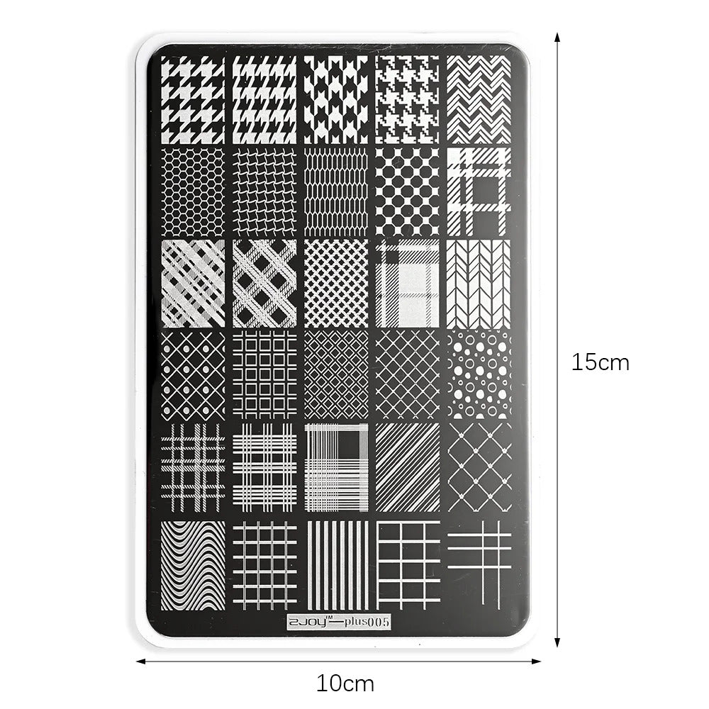 Large Geometry Nail Stamping Plates ·Animal & Line Designs, Thickened Template Mold for Nail Art Printing, Stencil Stamp Tool