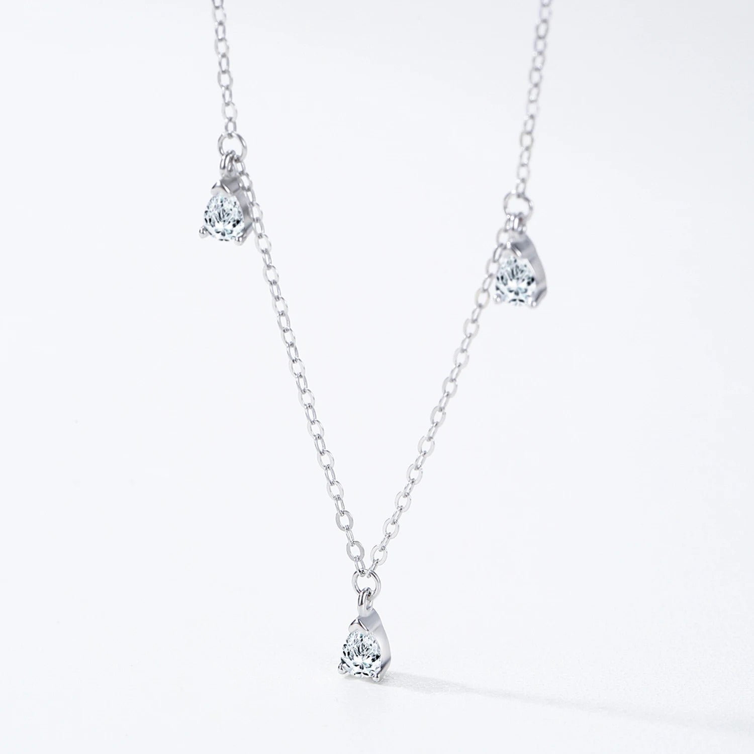 925 Sterling Silver Droplet Shaped Necklace & Earring Set - Wedding & Engagement Jewelry for Women