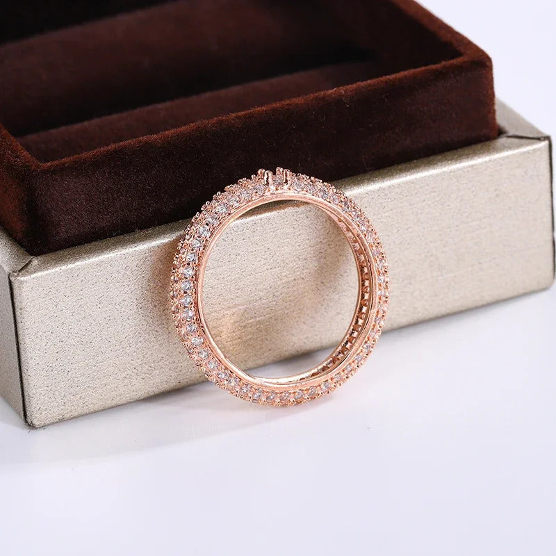 High-Quality Geometric White Zircon Ring ·925 Silver Plated in Yellow Gold & Rose Gold for Women