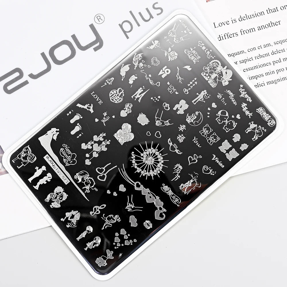 Large Geometry Nail Stamping Plates ·Animal & Line Designs, Thickened Template Mold for Nail Art Printing, Stencil Stamp Tool