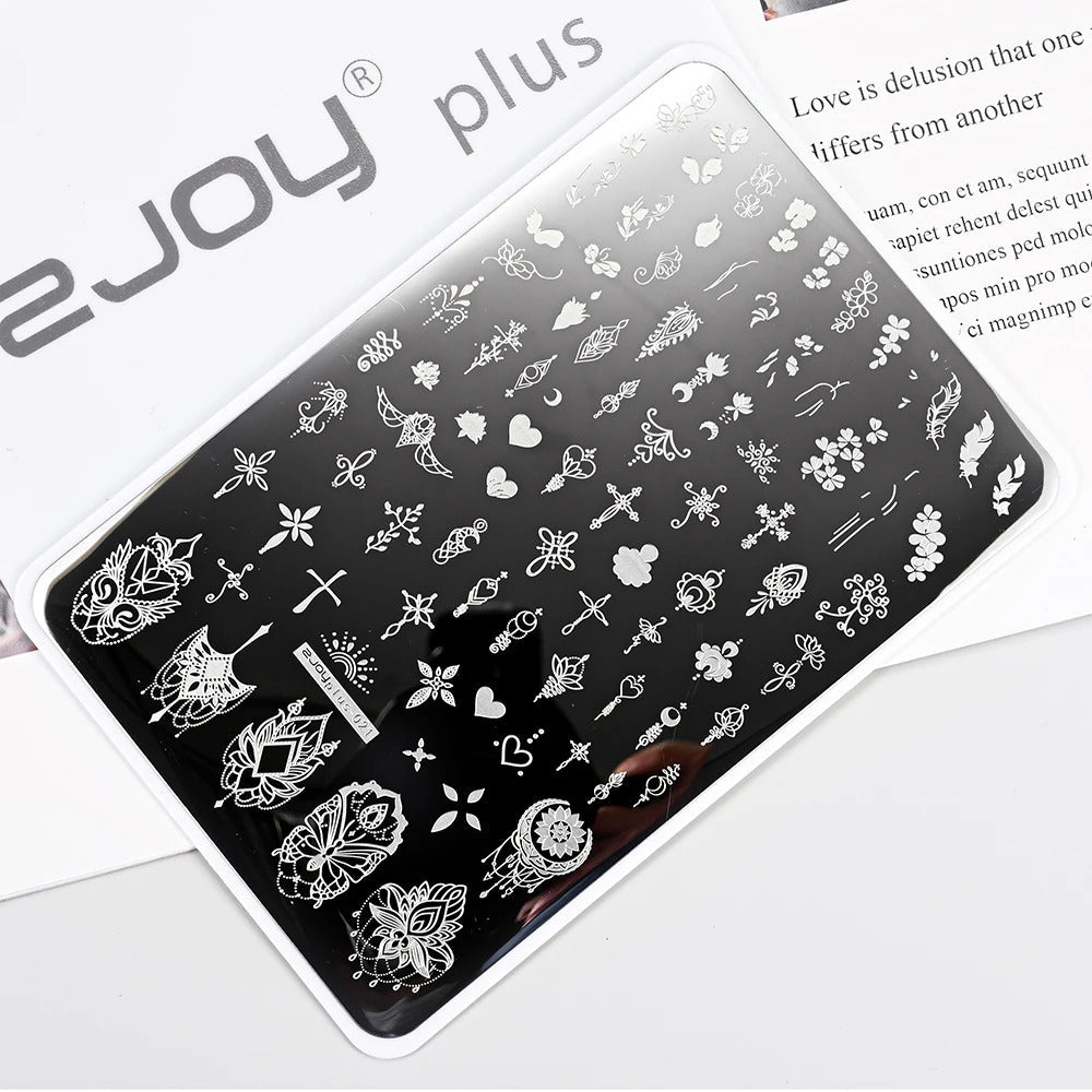 Large Geometry Nail Stamping Plates ·Animal & Line Designs, Thickened Template Mold for Nail Art Printing, Stencil Stamp Tool