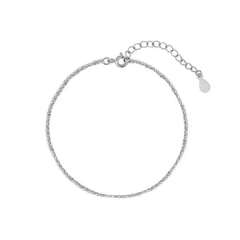 Buyee 925 Sterling Silver Popcorn Chain Anklet ·Simple & Sweet Beach Anklet for Women & Girls