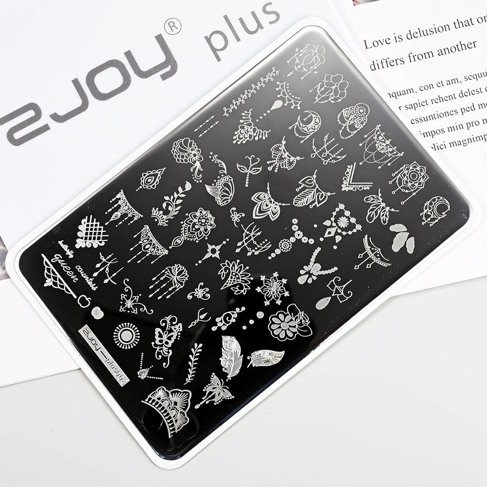 Large Geometry Nail Stamping Plates ·Animal & Line Designs, Thickened Template Mold for Nail Art Printing, Stencil Stamp Tool