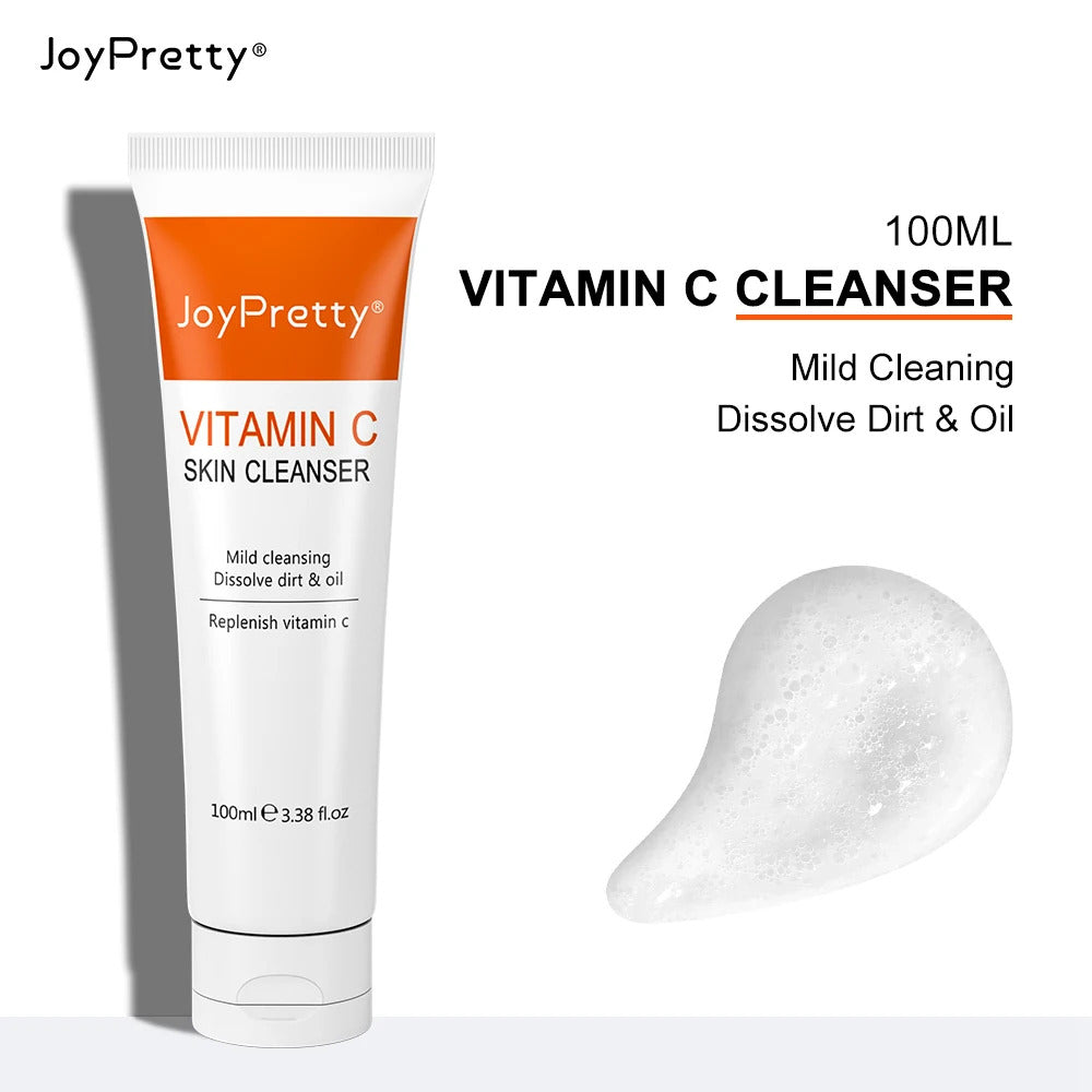 JoyPretty Vitamin C Skin Care Set ·Whitening Cream, Dark Spots Serum, Gentle Cleansing, Deep Moisturizing, Pore Shrinking Skincare