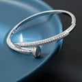 New Zircon Nail Open Bracelet for Women ·Fashion Crystal Inlaid Adjustable Bracelet, Party Jewelry Gift