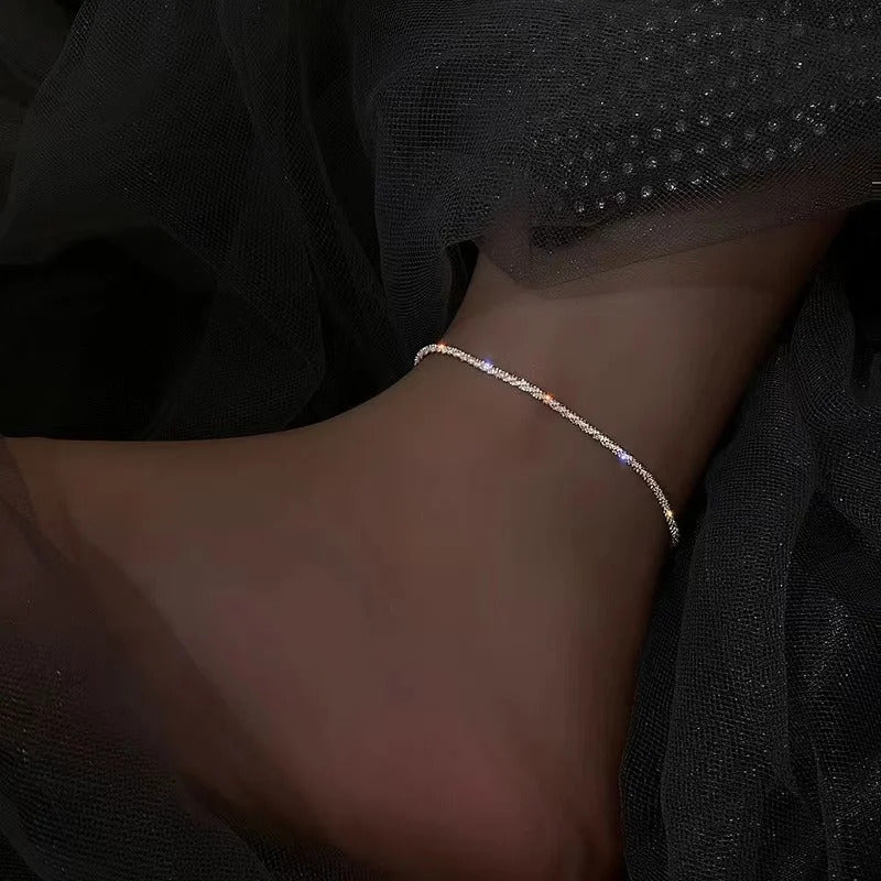 925 Sterling Silver Simple Temperament Anklet ·Elegant Fashion Jewelry for Women, Perfect Birthday Gift