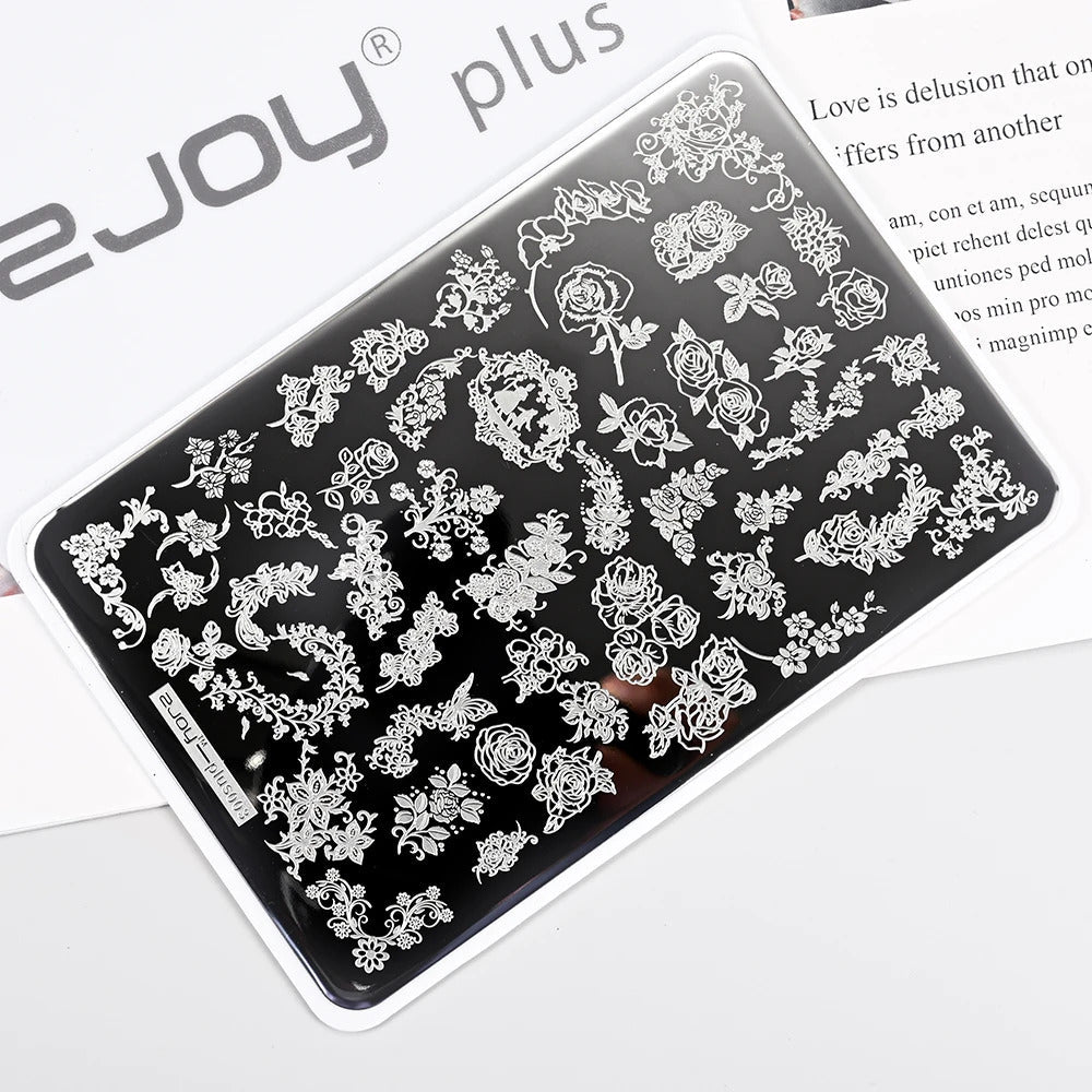 Large Geometry Nail Stamping Plates ·Animal & Line Designs, Thickened Template Mold for Nail Art Printing, Stencil Stamp Tool